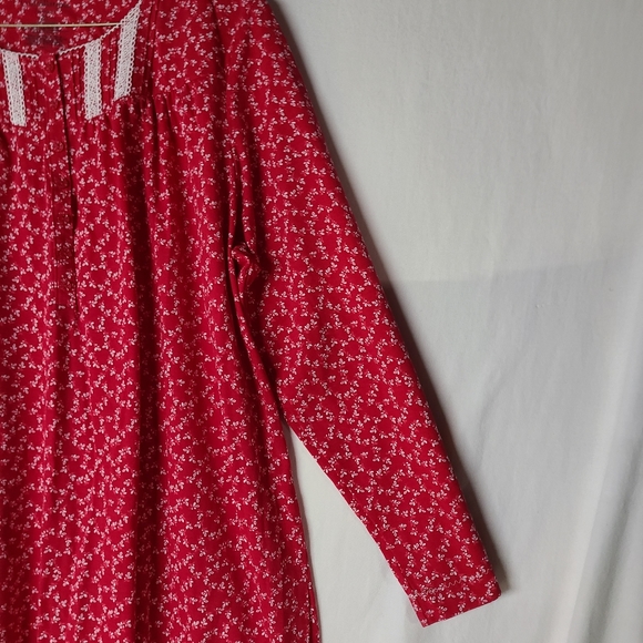 Croft & Barrow Intimates XL Long Sleeve Red/White Night Gown - Picture 3 of 5
